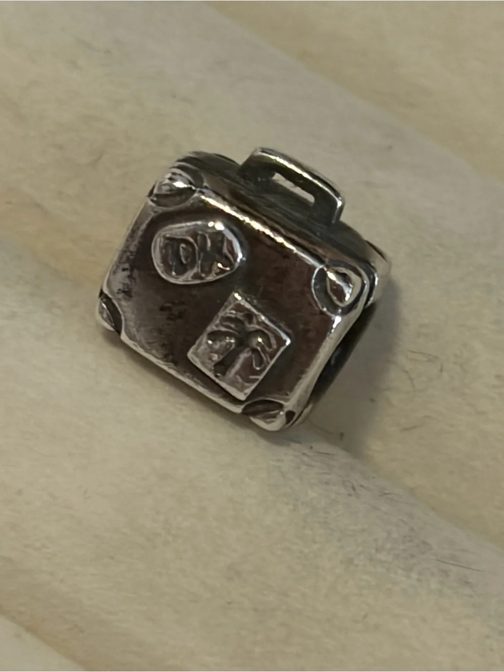 retired, authentic Pandora Suitcase Charm (item number 790362) - Picture 2 of 3
